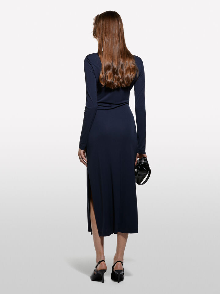 Vestito blu scuro con spacco - vestiti lunghi da donna - Blu Scuro | Sisley image number 2